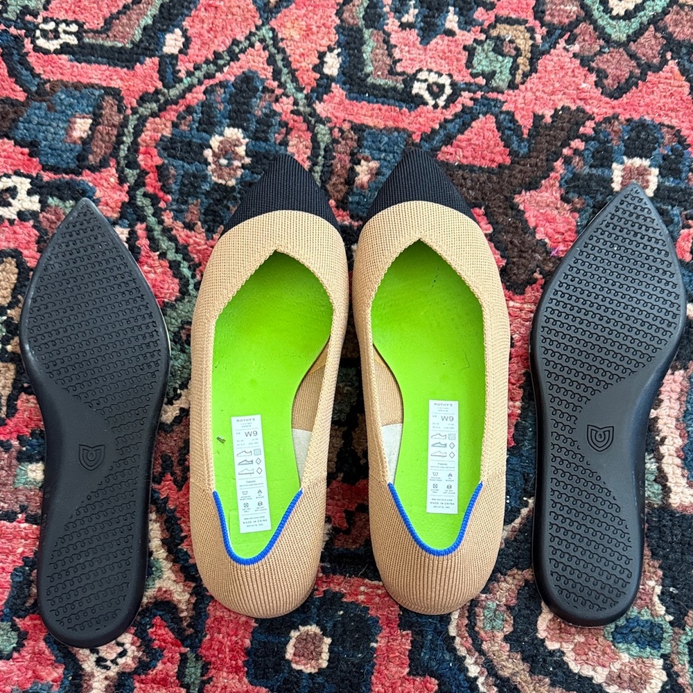 Rothy's Two-Tone High Point Knit Pumps in Beige, Black - Picture 5 of 5